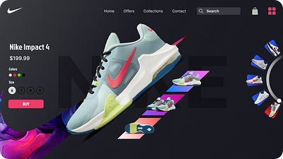 3D Carousel Interactive NIKE Shoes Website UI design design process