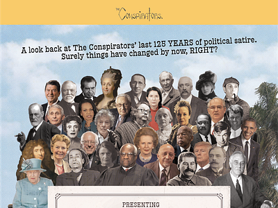 The Conspirators' 125th Anniversary Jubilee political satire political theater postcard design poster poster design satire sergeant pepper the beatles the conspirators theater theater poster