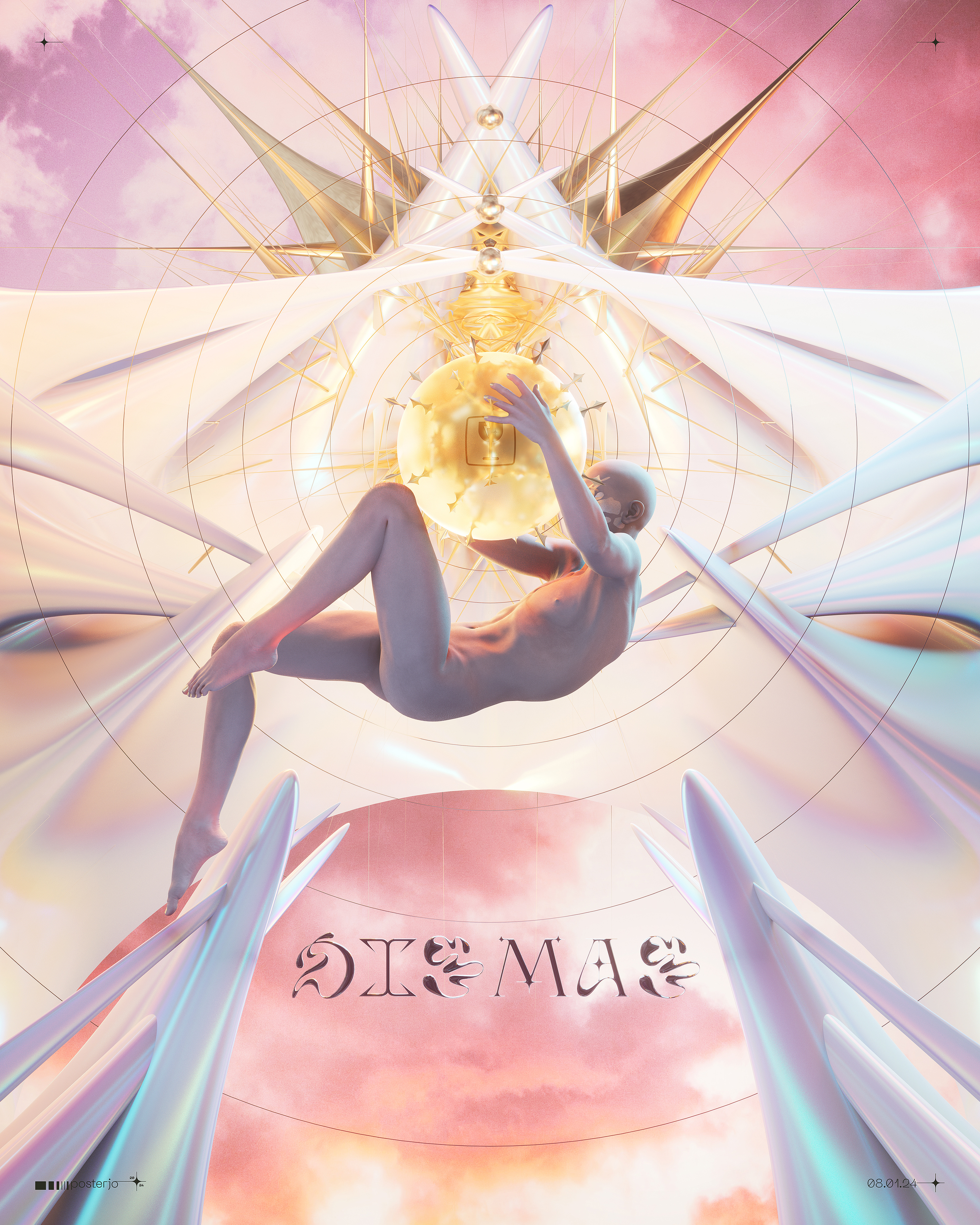 Dismas - 08.01.24 3d 3dart blender chrometype cinema4d digital artwork dismas golden joan sterjo joansterjo neuegothic octane posterjo render rose