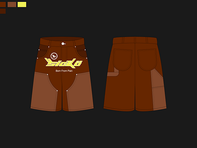 Carpenter shorts inspired by "Sicko" clothing design illustrator mockup streetwear design streetwear template vector mockup vector tech pack