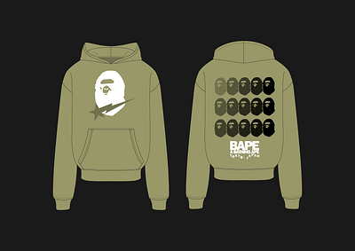 A cropped hoodie mockup inspired by the brand Bape clothing design hoodie mockup illustrator illustrator mockup illustrator tech pack steetwear template vector mockup vector tech pack