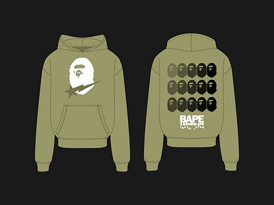 A cropped hoodie mockup inspired by the brand Bape clothing design hoodie mockup illustrator illustrator mockup illustrator tech pack steetwear template vector mockup vector tech pack