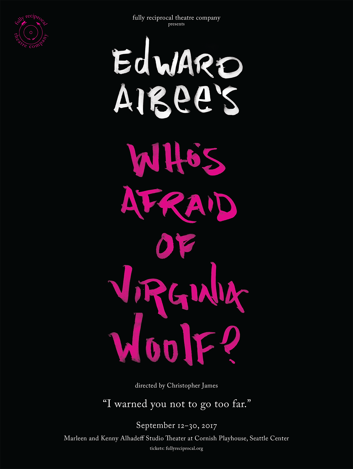 Who's afraid... albee edward albee fully reciprocal poster poster design promo materials theater poster theatre poster virginia woolf whos afraid of virginia woolf