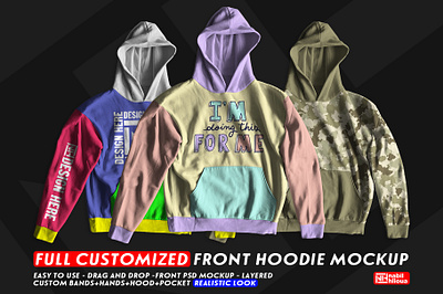 full customized front Hoodie Mockup PSD template custom customizable customized front front view high resolution hoodie layered mock up mockup mockups photoshop pod print on demand psd pullover realistic streetwear sweater template