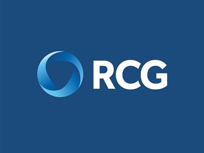 RCG logo blue branding circle design digital graphic design logo rcg rcg global services round spiral transformation ui white