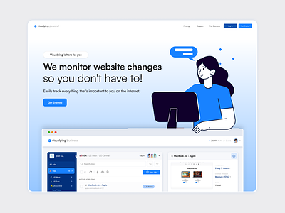 Landing Page Hero blue clean features hero homepage il illustration landing layout product saas typography ui ux web