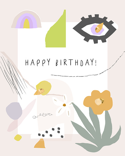 HAPPY BIRTHDAY contemporary card abstract art artistic background bohemian branding contemporary cover design floral flyer graphic design greeting card happy birthday header illustration packaging pattern poster ui