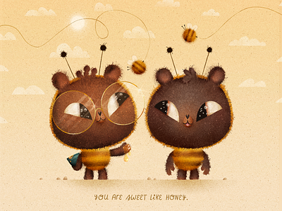 Abejorrositos bear bee character character design cute illustration
