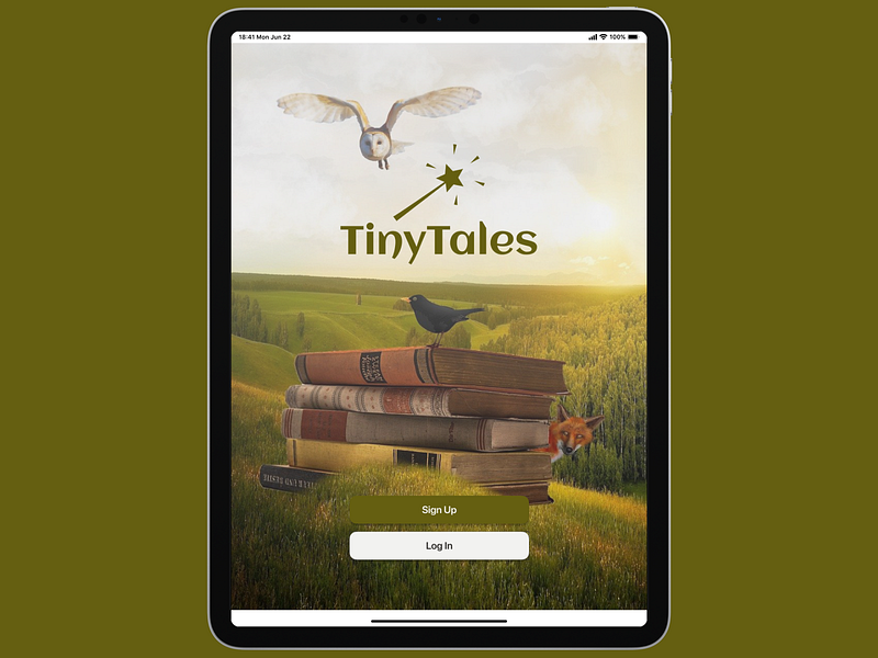 TinyTales Splash Screen app design branding design graphic design logo tablet tablet app ui ui design ux ux design