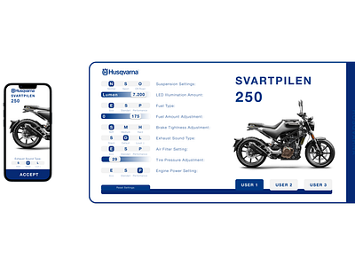 Daily UI Challenge #07 ; Product Setting UI app bmw design ducati honda husqvarna interface motorcycle ui web yamaha