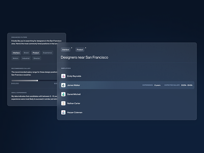 AI Enhanced Job Search app blue clean filter glass glassmorphism minimal modern product design search ui ux
