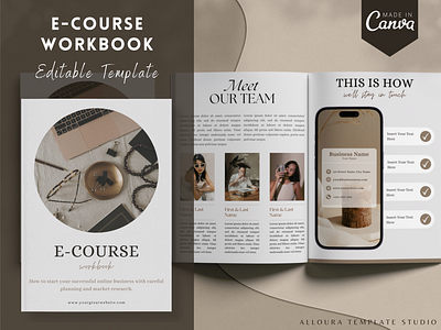 E-Course Workbook Template - Editable with CANVA brochure canva template creative design editable template magazine template