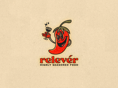 Mascot for Relevér Restaurant brand design branding distressed illustration typography vintage