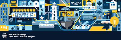 Halifax Transit - Electric Bus Design branding bus canada city electric halifax illustration montreal new york nova scotia toronto vancouver