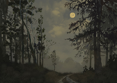 Lunar Forest dark forest forest illustration moon