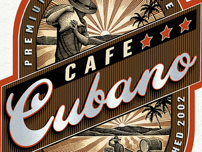 Cafe Cubano Packaging Illustrated by Steven Noble artwork branding cafe cubano design engraving etching illustration illustrator line art scratchboard steven noble woodcut