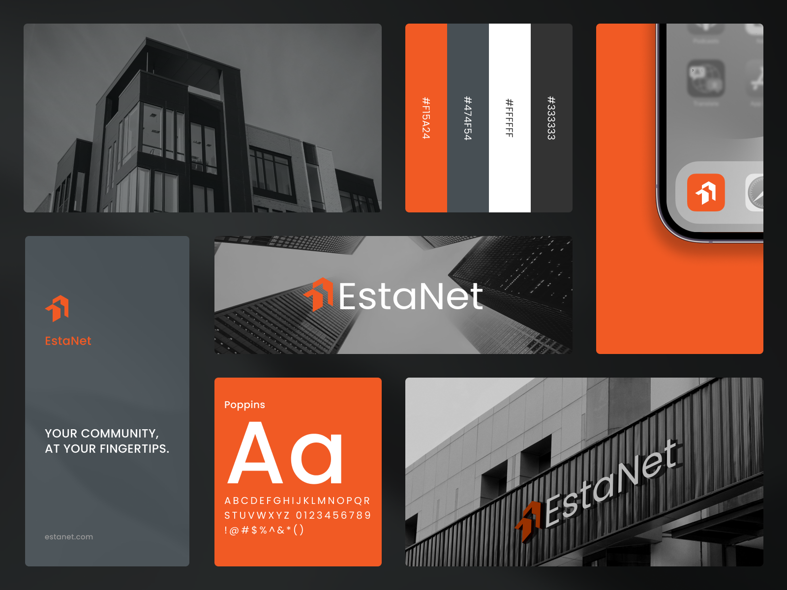 EstaNet - Logo & Brand Identity For Estate Community app app brand branding community design estate graphic design icon identity living logo logotype mobile ui ux vector visual