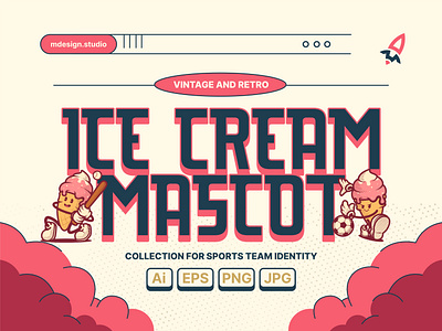 Vintage and Retro Ice Cream Mascot Collection branding cartoon character clothes esport illustration logo mascot sport