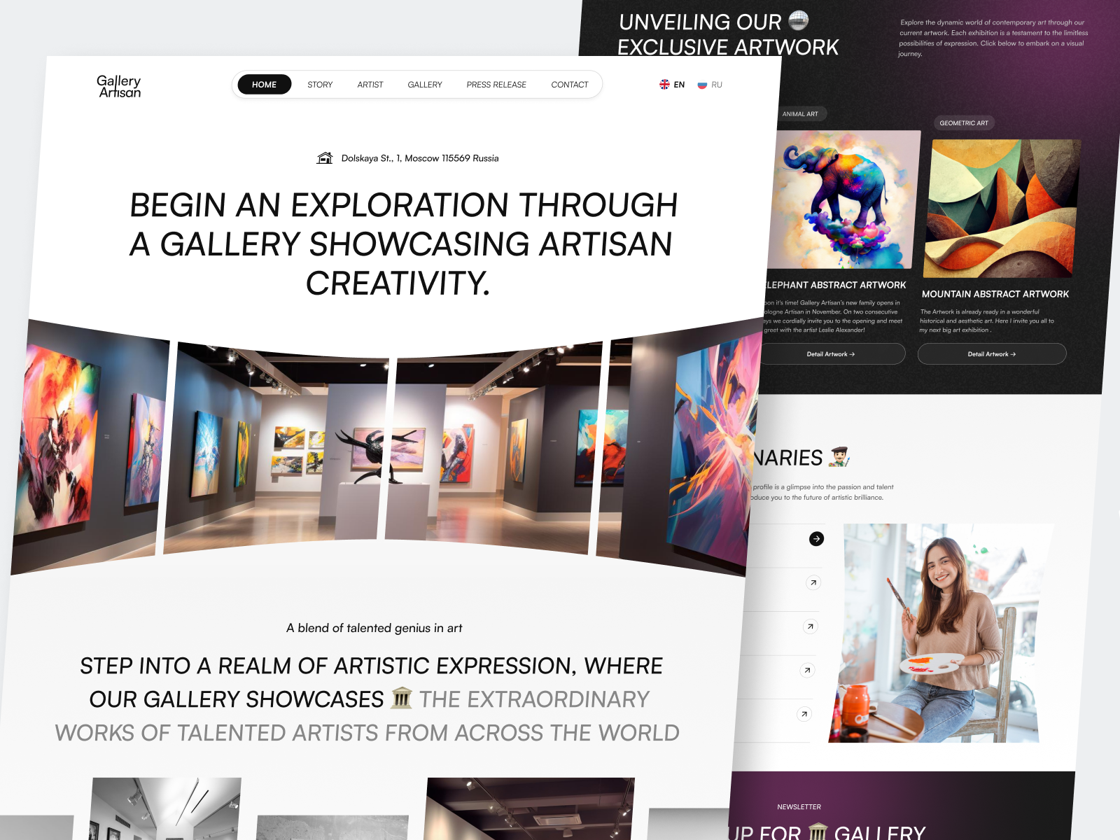 Gallery Artisan - Art Gallery Landing Page art art design art exhibition art gallery art museum art website artist artwork creativity digital art gallery landing page metaverse museum museum of art museum website nft painting web3 work of art