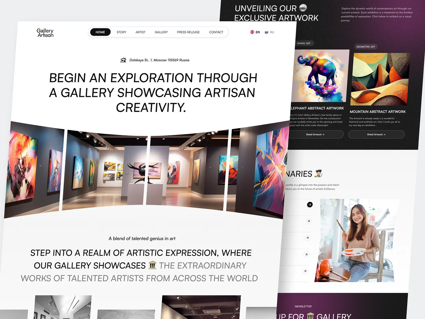 Museum Website Design: Gallery Artisan - A Showcase of Artistic Excellence