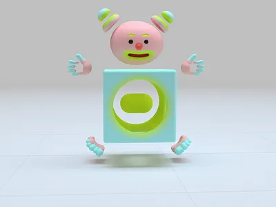 Cube Kid 3d abstract animation baby character clown color cube cute design game girl graphic design icon illustration kawaii kid motion graphics neon womp