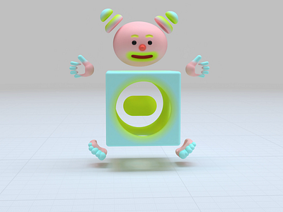 Cube Kid 3d abstract animation baby character clown color cube cute design game girl graphic design icon illustration kawaii kid motion graphics neon womp