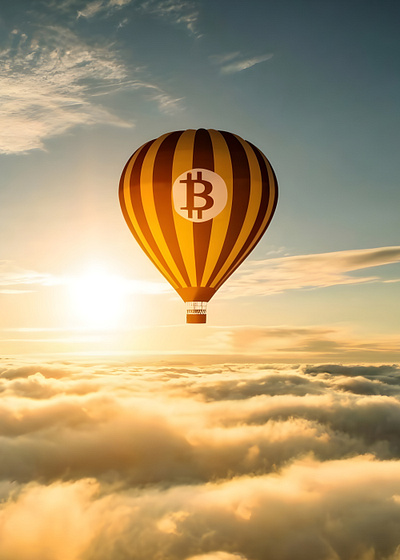 Bitcoin Balloon ballon illustration landscape sky