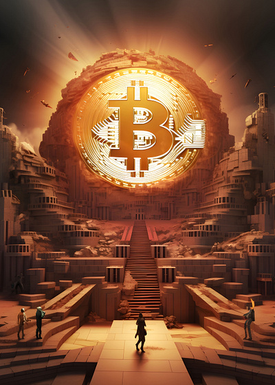 Epic Bitcoin city epic illustration