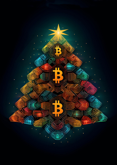 Bitcoin Christmas Tree christmas illustration santa claus tree