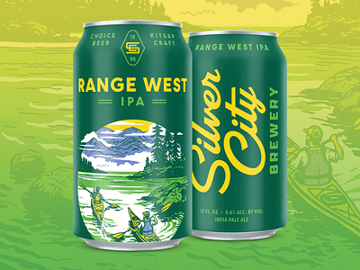 Range West IPA beer branding craft beer illustration kayaking mountains outdoors pacific northwest packaging retro vintage