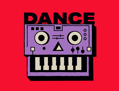 DANCE dance design dj draw electronics eye face graphic design icon illustration keyboard music purpple red skull synthesizer techno vector