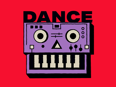 DANCE dance design dj draw electronics eye face graphic design icon illustration keyboard music purpple red skull synthesizer techno vector