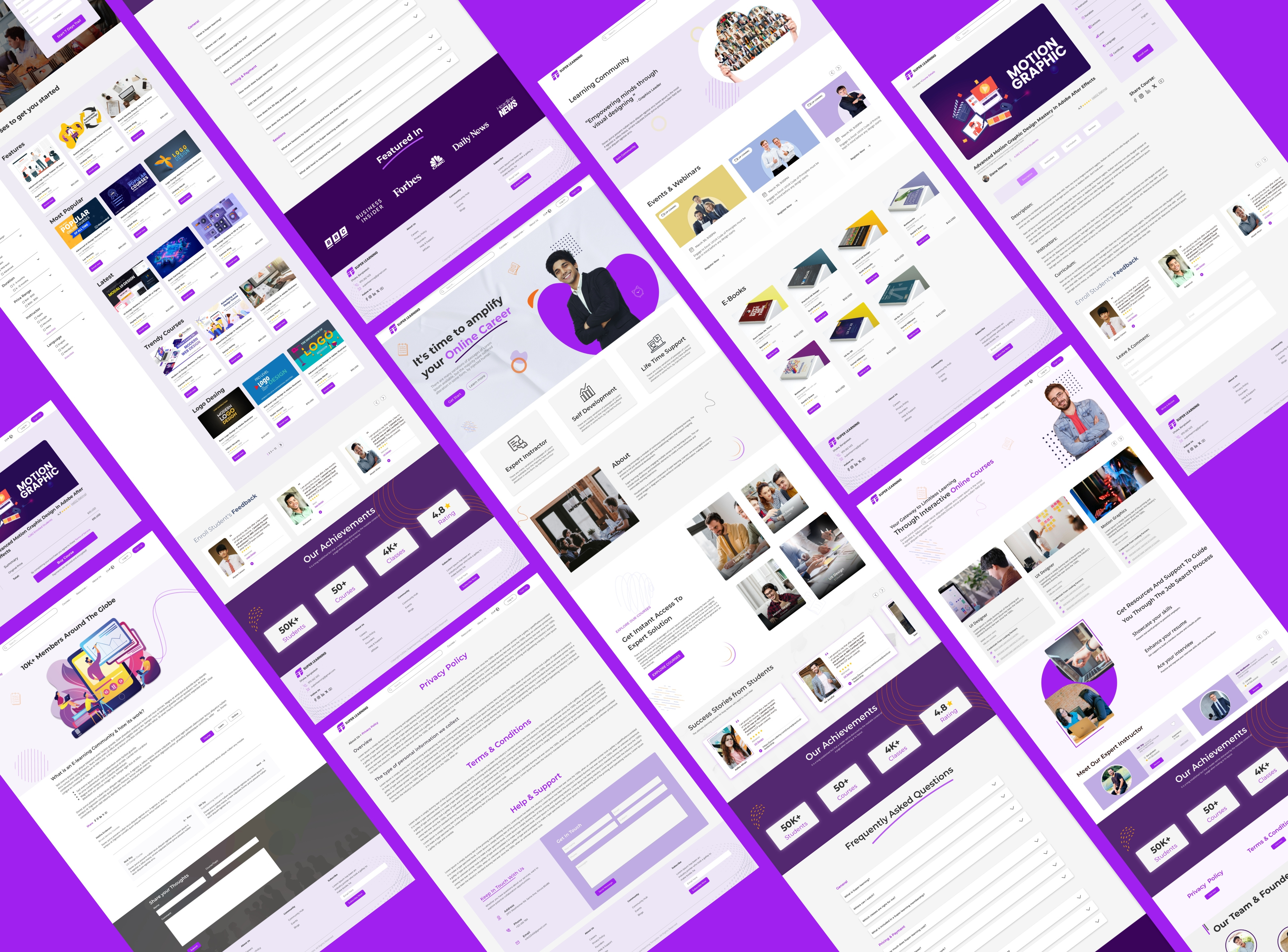 E-learning Full Website Design e learning website figma design full website super learning ui design ux design website design