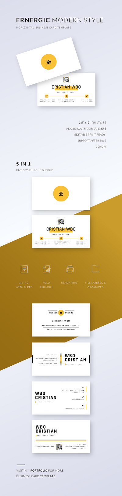 ENERGIC MODERN AND STYLISH BUSINESS CARD TEMPLATE branding business business card card design editable editable business card editable energic energic energic business card logo marketing branding modern modern business card qr code qr code business card vector vector business card white yellow yellow business card