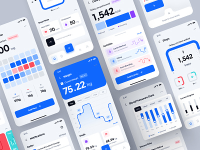 asklepios: AI Healthcare & Wellness App 🩺 ai healthcare app blue clean diet app doctor app health ai app health app health tracker health ui healthcare app healthcare ui minimal mobile app modern nutrition app red ui ui kit virtual care wellness app