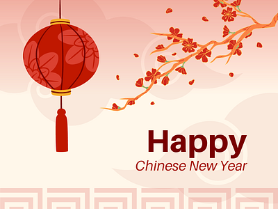 Red Pink Simple Minimalist Happy Chinese New Year Greeting artisolvo chinese new year