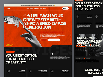 AI Image Generate Landing Page ai branding brutalism chatgpt header homepage landing page marketing page midjourney saas sales page typography ui ui ux user experience user interface ux web design website