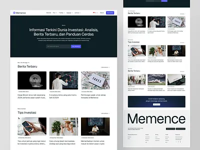 Memence - Investment Website clean crypto finance fintech fund investment investment web landing page money saham stock ui uiux website website finance
