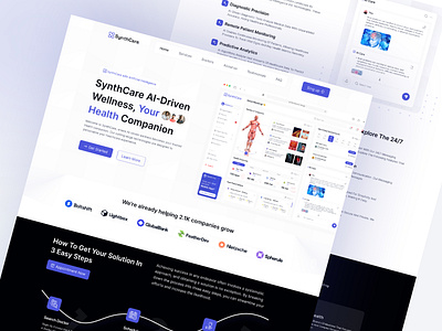 SynthCare - Telemedicine SaaS Landing Page andingpage animation backbencherstudio case study dashboard doctor health homepage landingpagedesign marketing medical motion graphics onlinedoctor saas telehealth telemedicine ui uiux ux