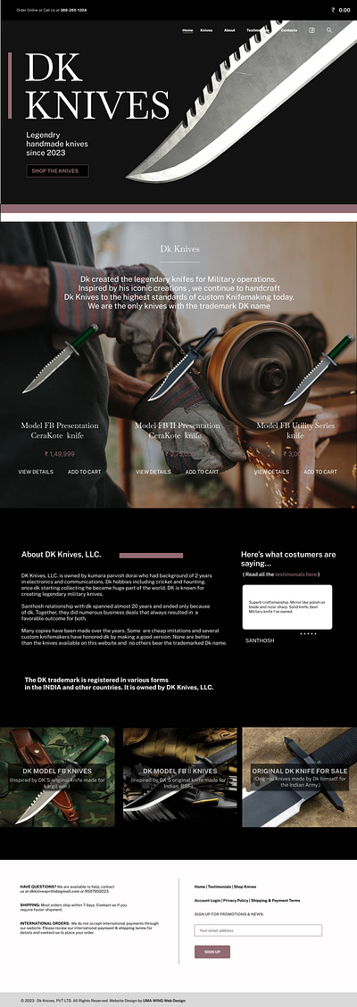 KNIFE WEBSITE dkknives dkknivewebsite knivewebsite uidesign uxdesign website websitedesign