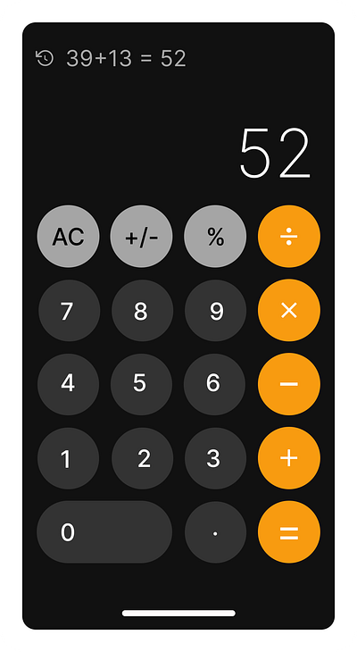 iOS Calculator with History app design ui