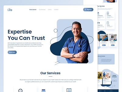 A Private Medical Hospital - Landing Page branding design graphic design landing page typography ui ux vector web design
