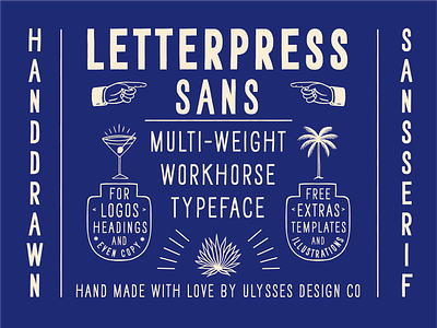Letterpress Sans Hand Drawn Typeface brand design brand identity branding font graphic design illustration letterpress logo logo template logotype type type design typeface typography vintage