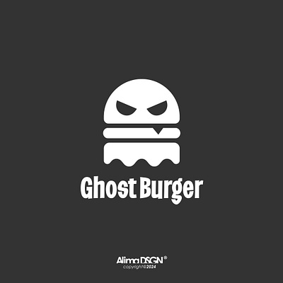 Ghost Burger Logo burger fastfood food ghost gra logo logodesign modern simple unique