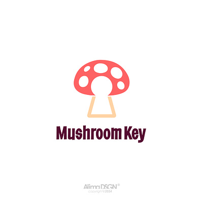 Mushroom Key Logo food key keyhole logo logodesign modern mushroom negativespace simple unique