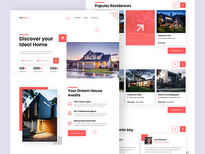 MyHome - Real Estate Landing Page app branding design figma graphic design home house illustration landing page logo mobile real estate ui ui ux user interface ux vector website
