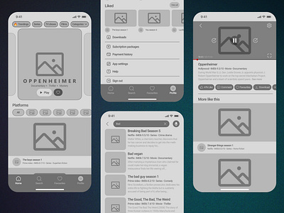 OTT platform mobile app wireframe design figma mobile app design mobile app wireframe design ui ui design uiux design user interface design wireframe wireframe design