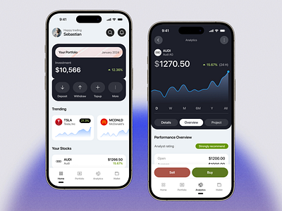 Stock trading App - UI design - Superdribbbs 🏀 Day #16 app business data invest investment product shares stock trading ui