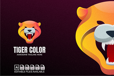Tiger Color Logo 3d colorful design graphic design illustration logo