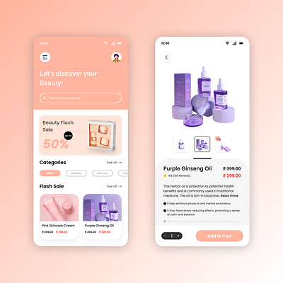 Makeup Product Mobile App beauty figma mobileapp product ui uidesign uiux uiuxdesign ux uxdesign